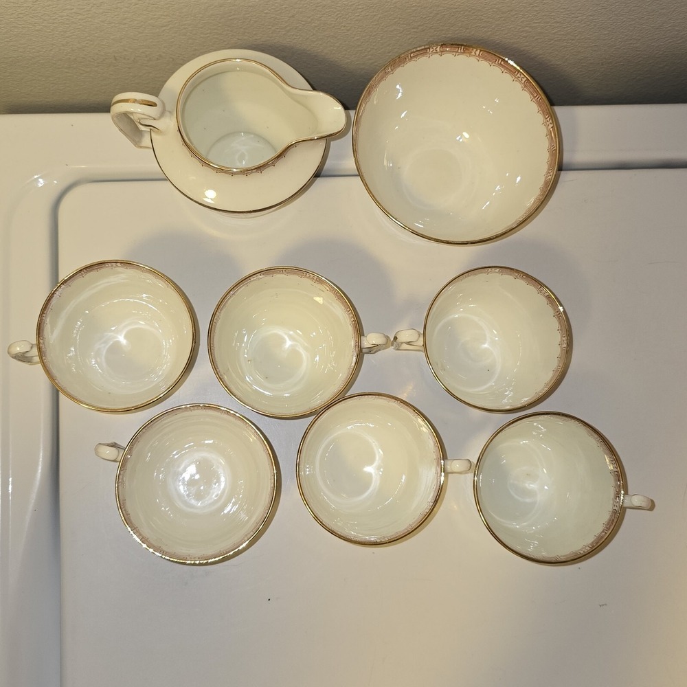 Vintage Fenton Mocha 3326 Bone China Fenton England 8 Piece Tea Set - Picture 5 of 16